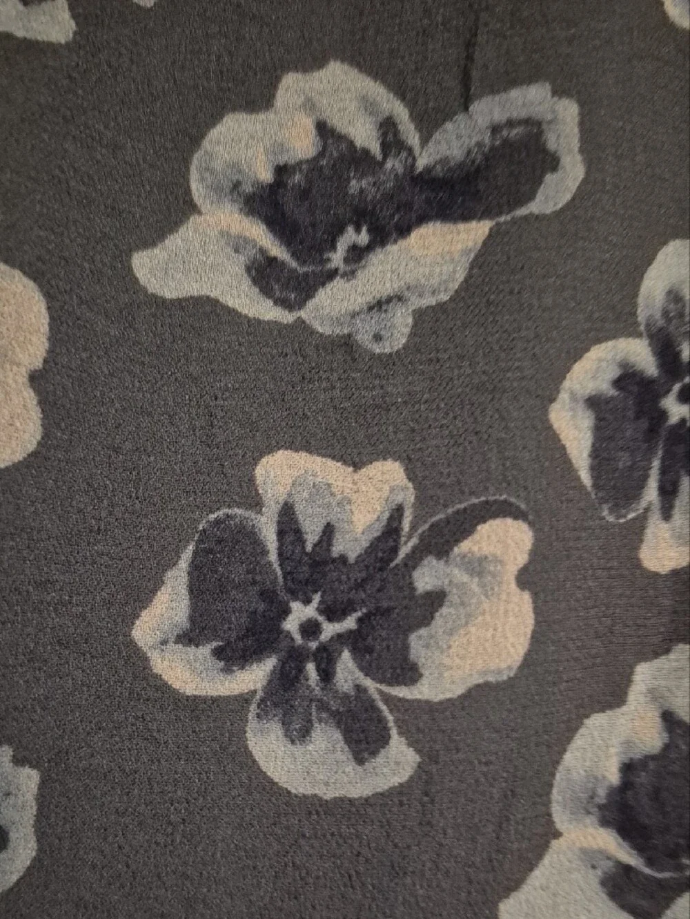 Tory Burch Gray and White Floral Long-Sleeve Blouse
